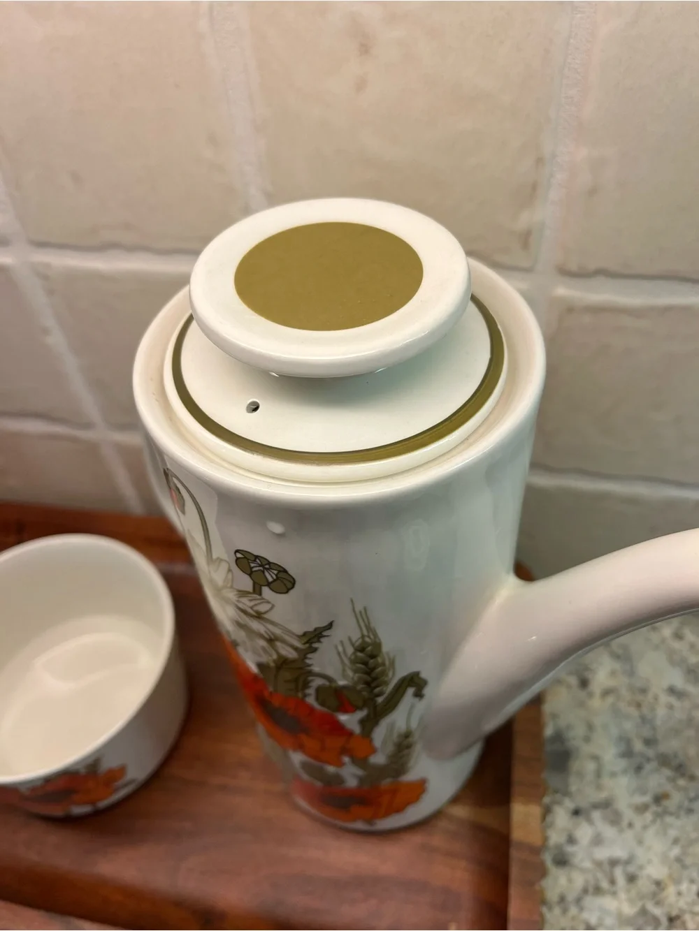 J & G Meakin of England Vtg Floral Porcelain Coffee/Tea Set Orange Poppies